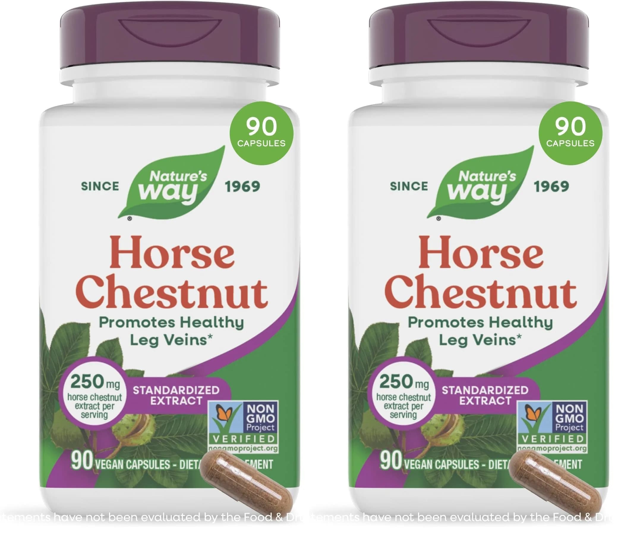 Nature's Way Horse Chestnut Extract Vegan Capsules 180 Count (90 Count Pack of 2) | Supports Healthy Leg Veins with 20% Aescin - main product image