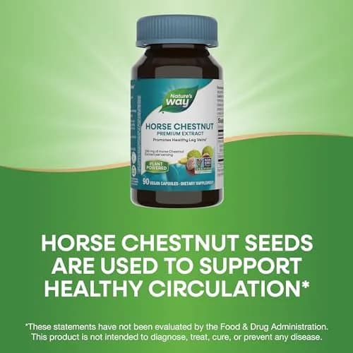 Nature's Way Horse Chestnut Extract Vegan Capsules 180 Count (90 Count Pack of 2) | Supports Healthy Leg Veins with 20% Aescin thumbnail 4