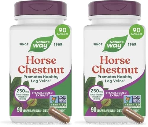 Nature's Way Horse Chestnut Extract Vegan Capsules 180 Count (90 Count Pack of 2) | Supports Healthy Leg Veins with 20% Aescin thumbnail 1
