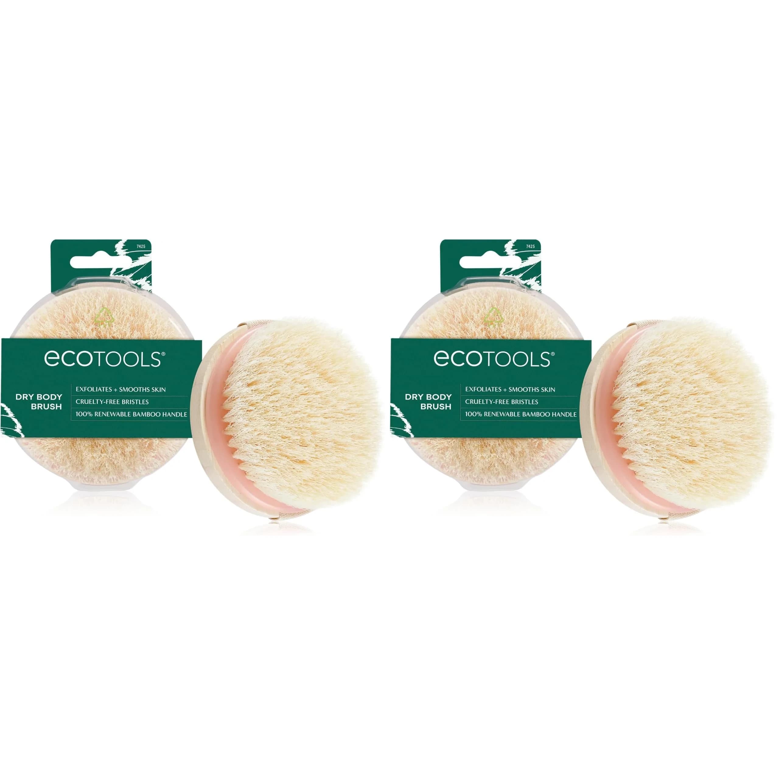 EcoTools Dry Body Brush, Vegan & Cruelty-Free | 2-Pack, Pink