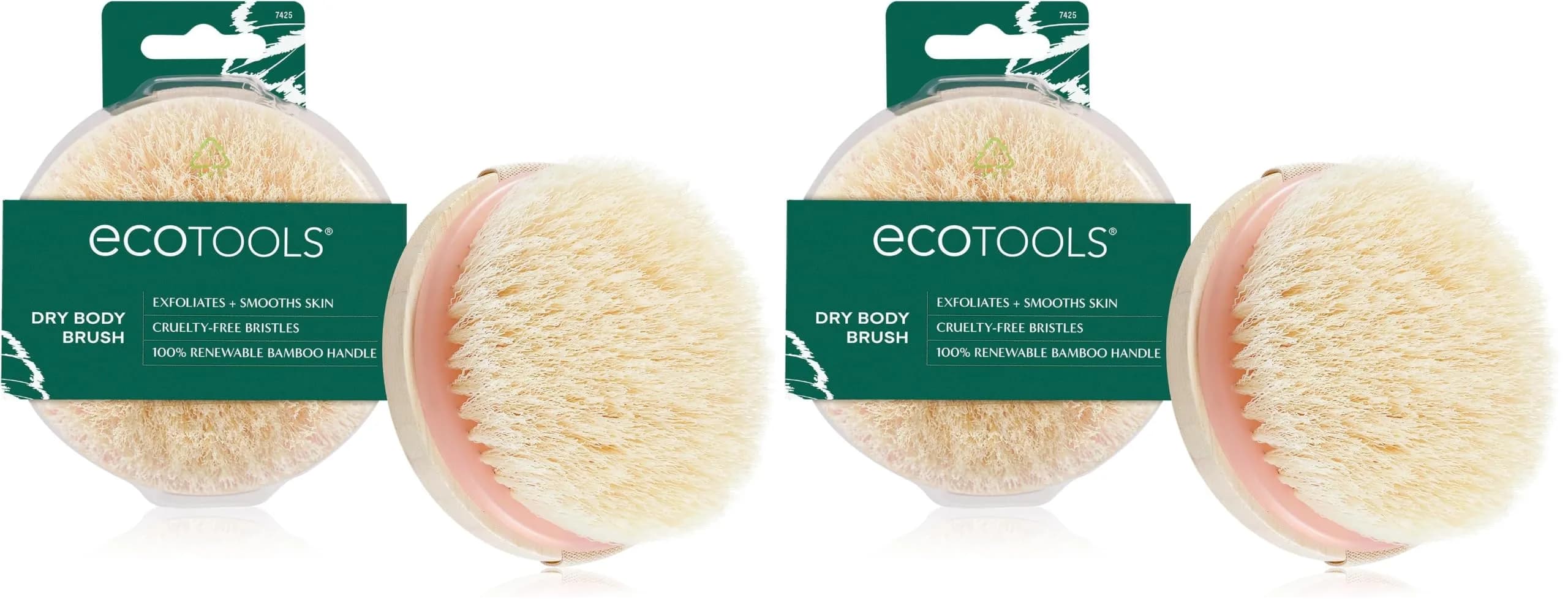 EcoTools Dry Body Brush, Vegan & Cruelty-Free | 2-Pack, Pink - main product image