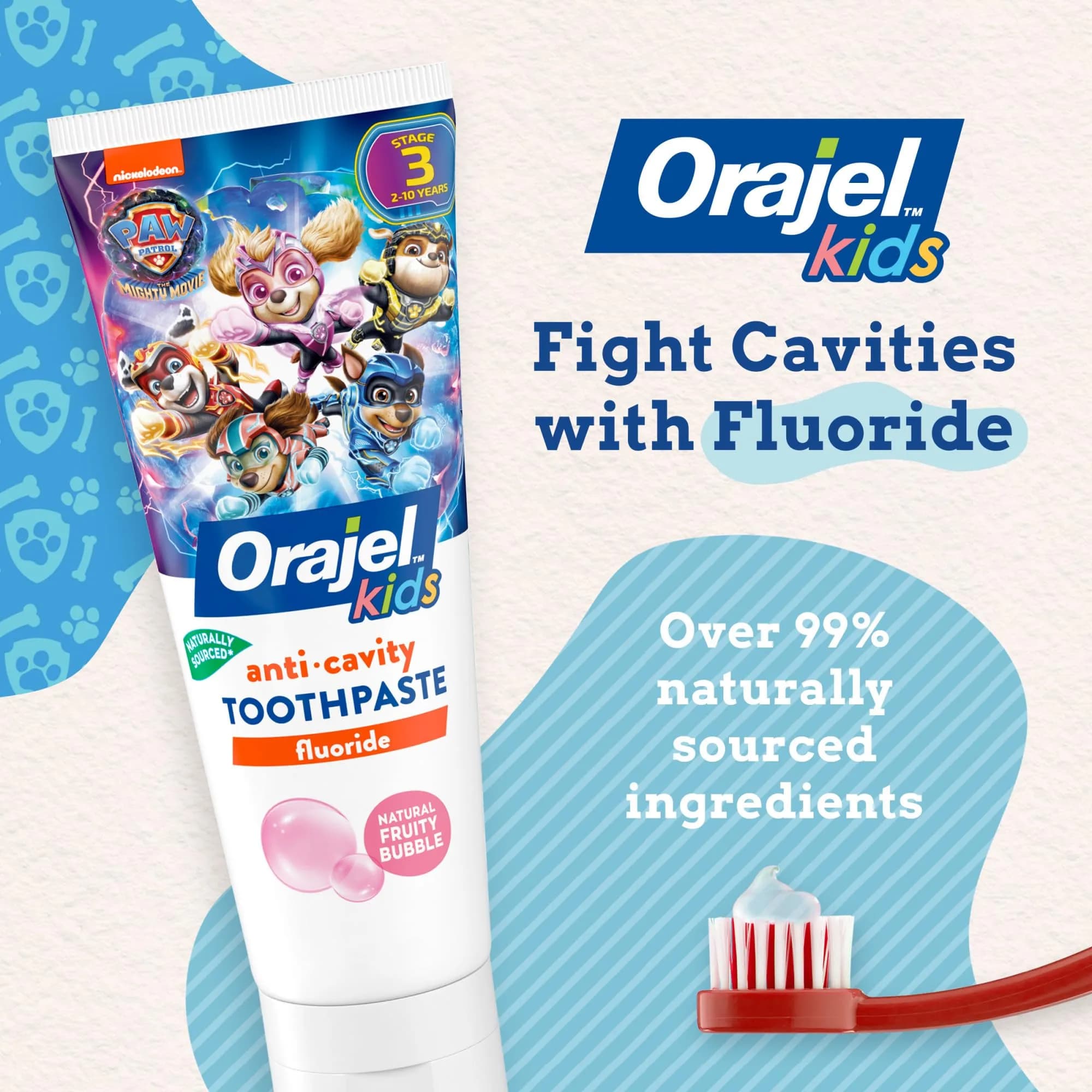 Orajel Kids Paw Patrol Fruity Bubble Fluoride Toothpaste 167ml (5.6oz) | Cavity Protection for Ages 2-10 - view 4