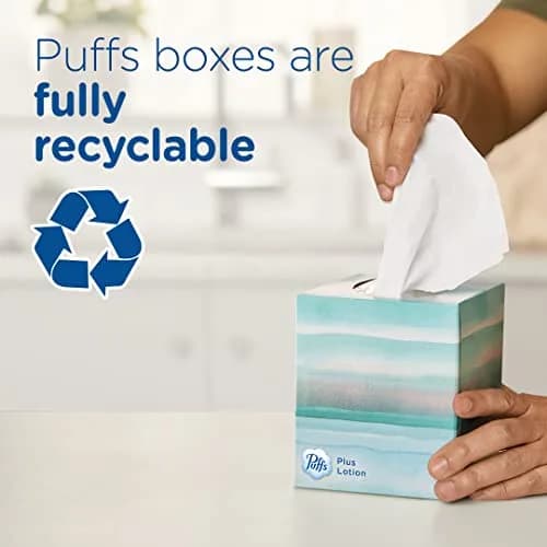 Puffs Plus Lotion Facial Tissues Family Box 124 Tissues x 4 | Dermatologist Tested for Sensitive Skin thumbnail 7