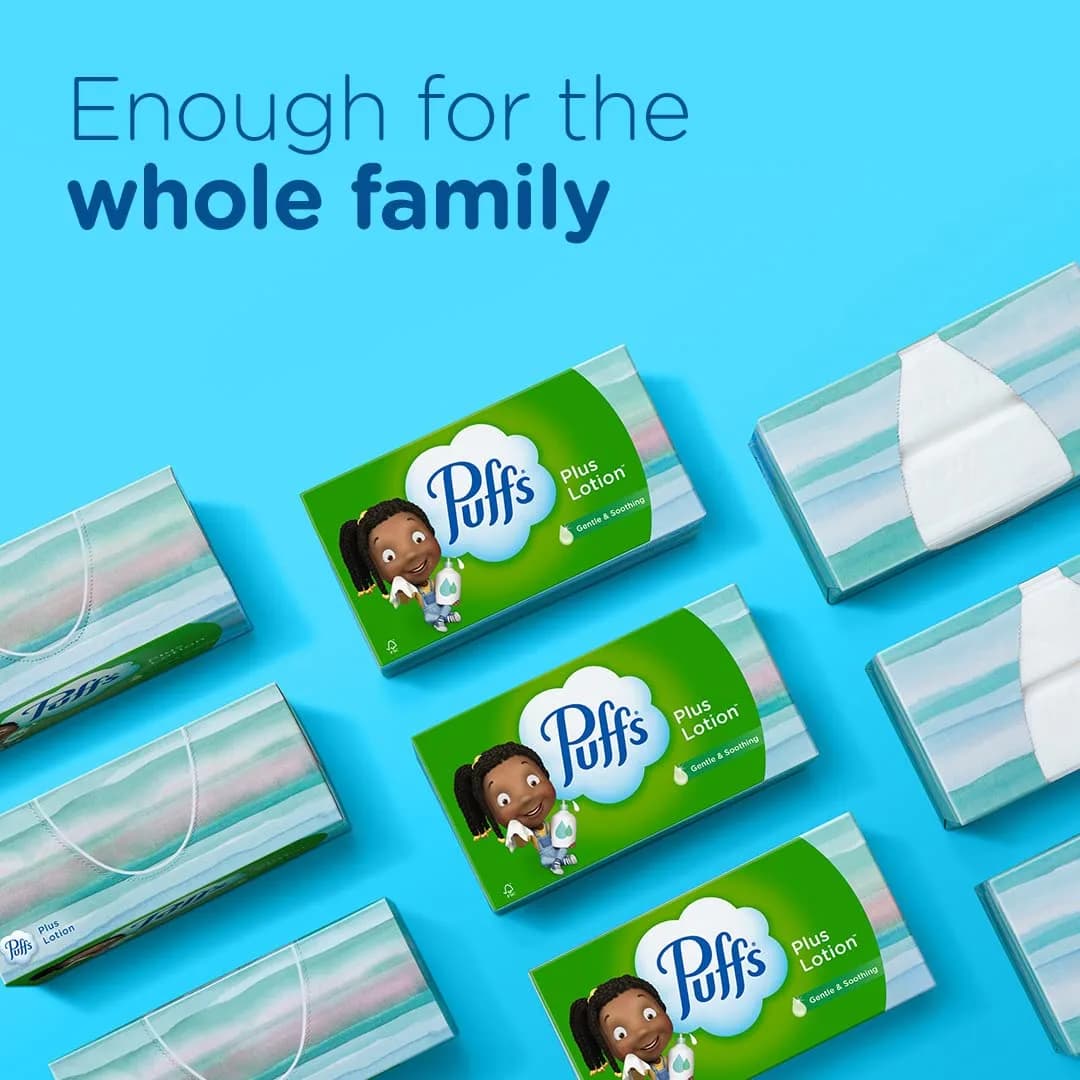 Puffs Plus Lotion Facial Tissue Family Box | Soothing Softness for Sensitive Noses - view 5