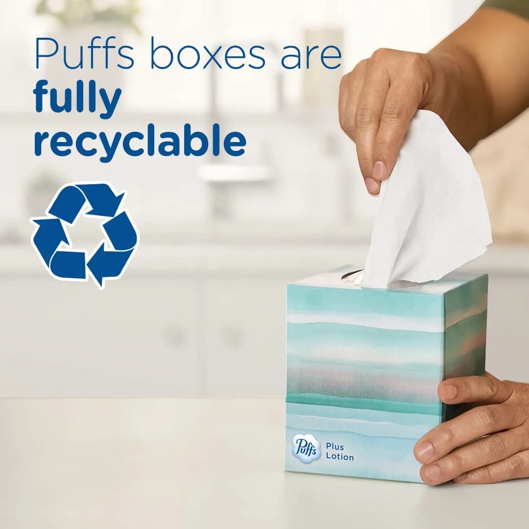 Puffs Plus Lotion Facial Tissue Family Box | Soothing Softness for Sensitive Noses - view 7
