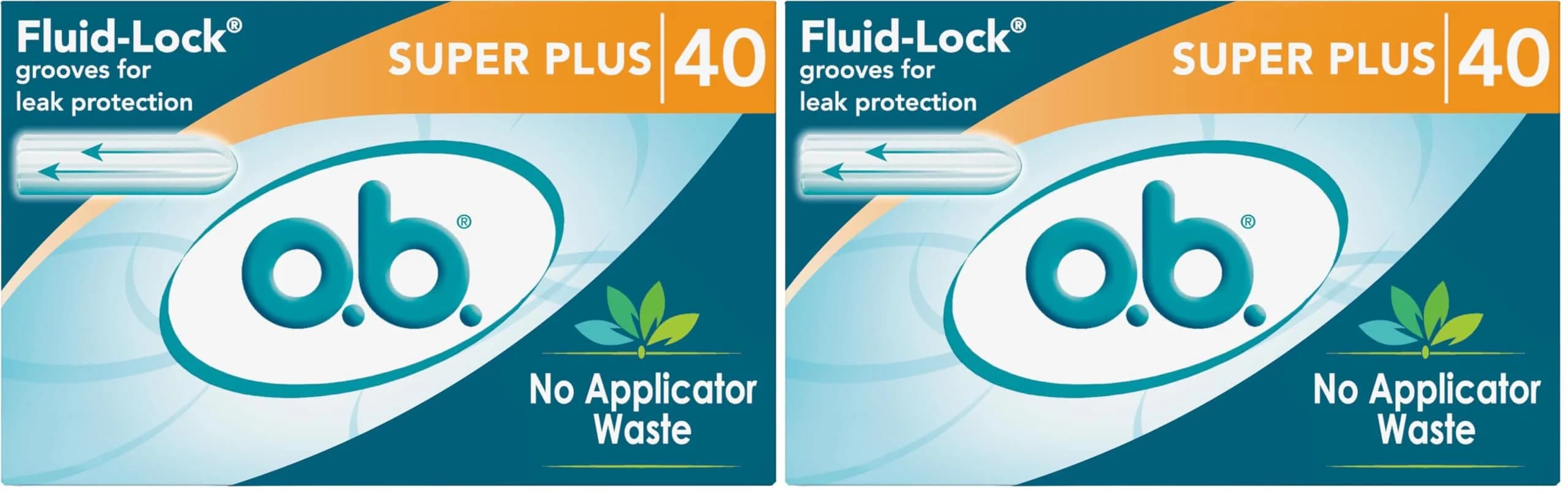 o.b. No Applicator Tampons Multipack (Regular/Super/Super Plus), 40 Count | Dermatologist Tested Tampon — Pack of 2