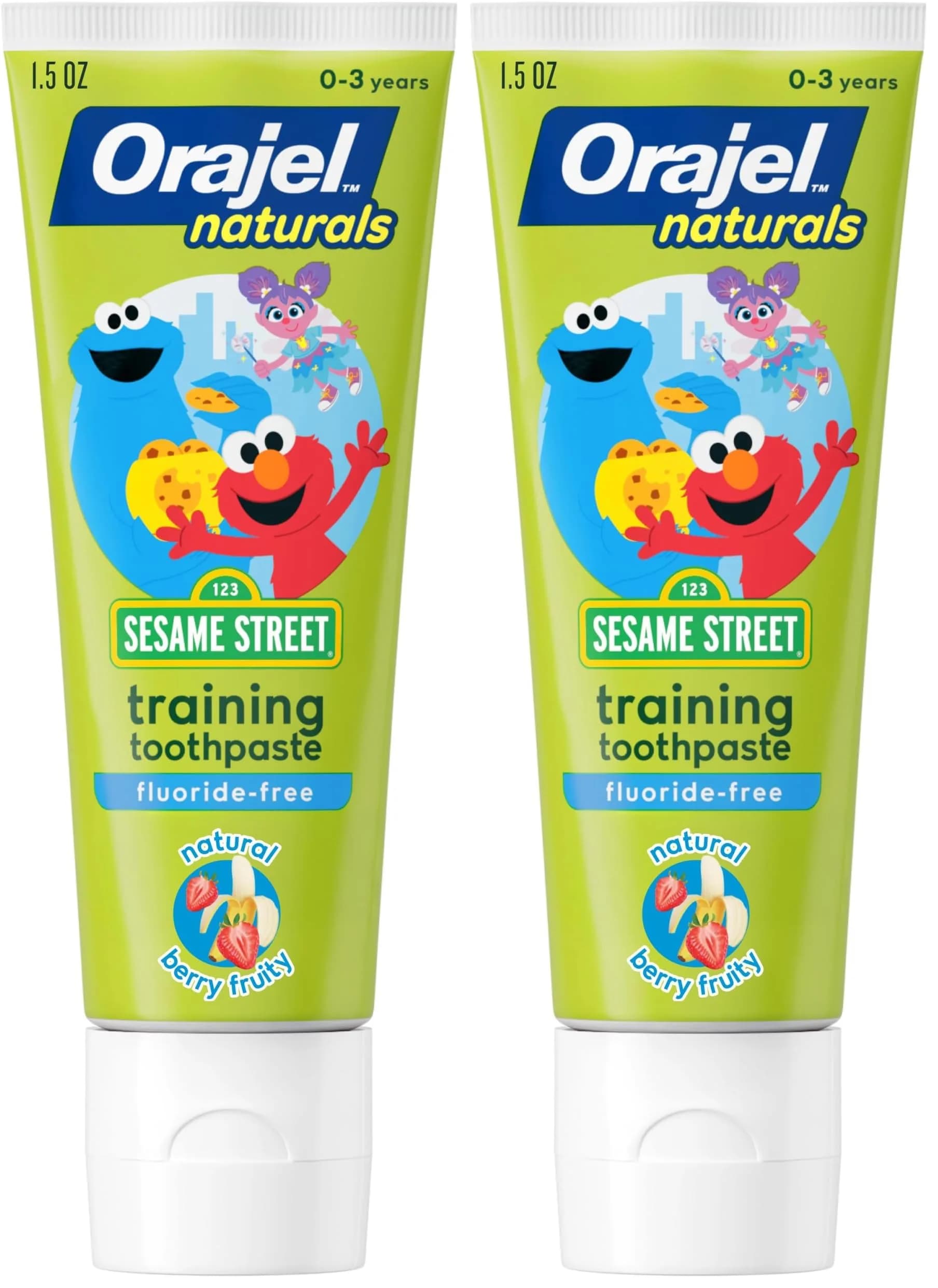 Orajel Kids Elmo Training Fluoride-Free Toothpaste, Natural Berry 1.5 oz | #1 Pediatrician Recommended Fluoride-Free Toothpaste — Pack of 2