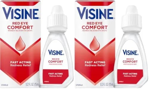 Visine Red Eye Comfort Redness Relief Eye Drops 2 Pack | Fast-Acting 0.05% Tetrahydrozoline for Minor Eye Irritation thumbnail 1