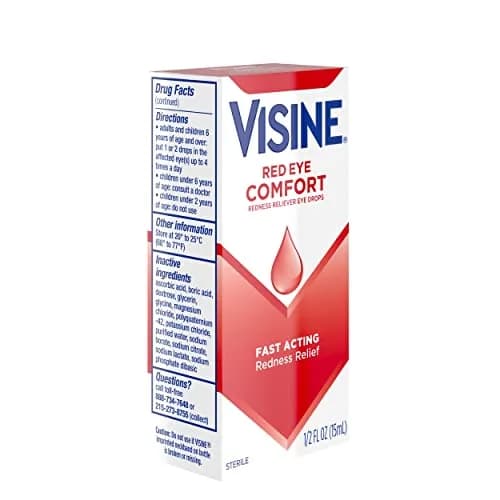 Visine Red Eye Comfort Redness Relief Eye Drops 2 Pack | Fast-Acting 0.05% Tetrahydrozoline for Minor Eye Irritation thumbnail 8