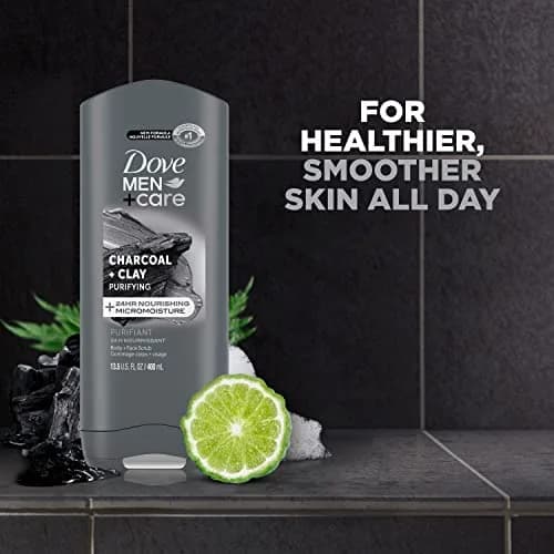 Dove Men+Care Purifying Charcoal + Clay Body and Face Wash 810ml (27 Fl Oz) | Dermatologist Recommended for Dry, Sensitive Skin thumbnail 3