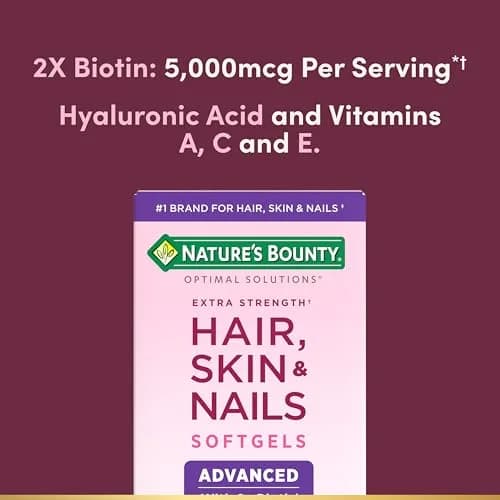 Nature's Bounty Advanced Hair, Skin & Nails Softgels 150 Count (Pack of 2) | Biotin & Hyaluronic Acid for Beauty Support thumbnail 4