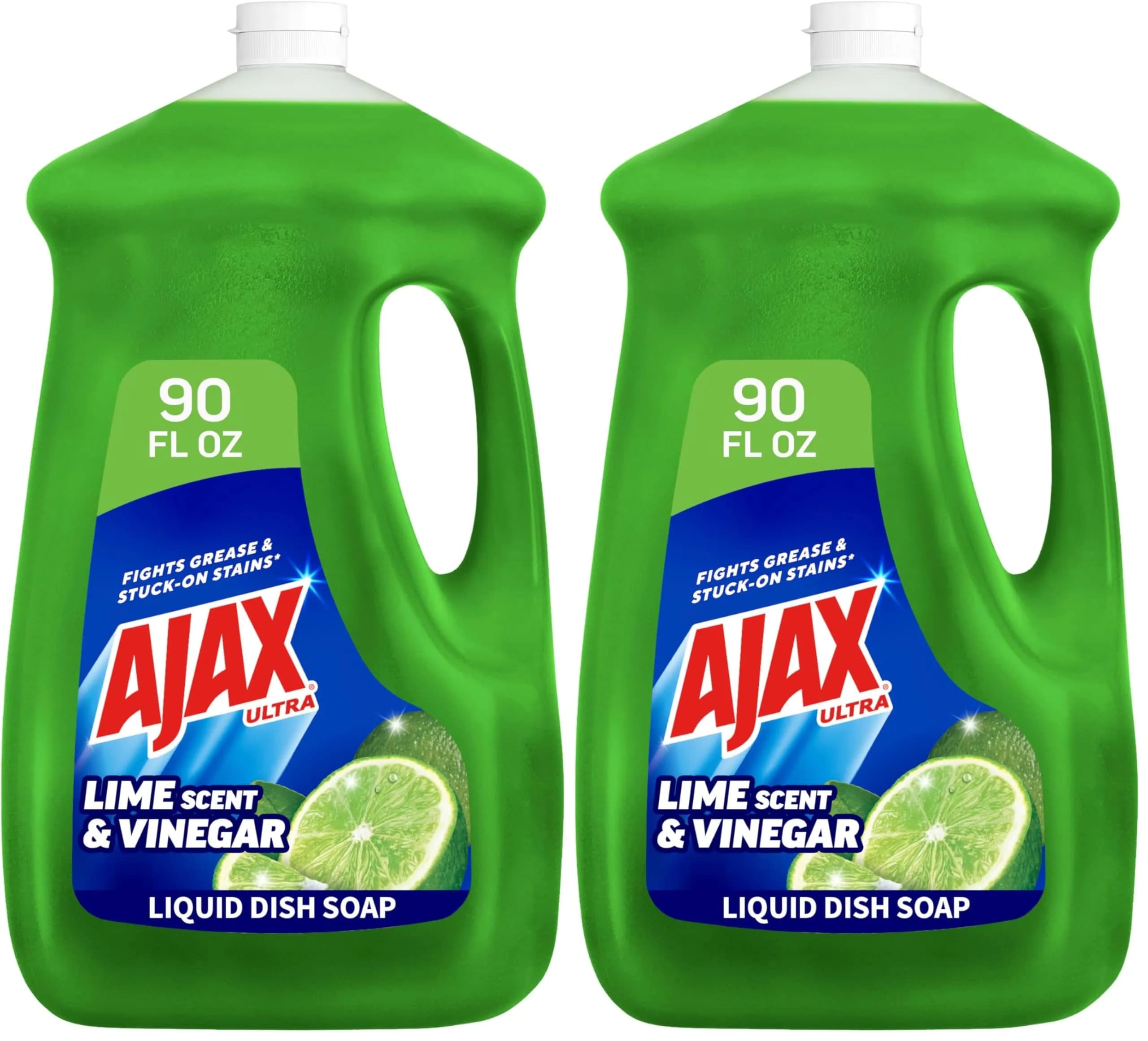 Ajax Ultra Liquid Dish Soap Lime & Vinegar 180 fl oz (2x90 fl oz) | Powerful Grease Cutting Formula - main product image