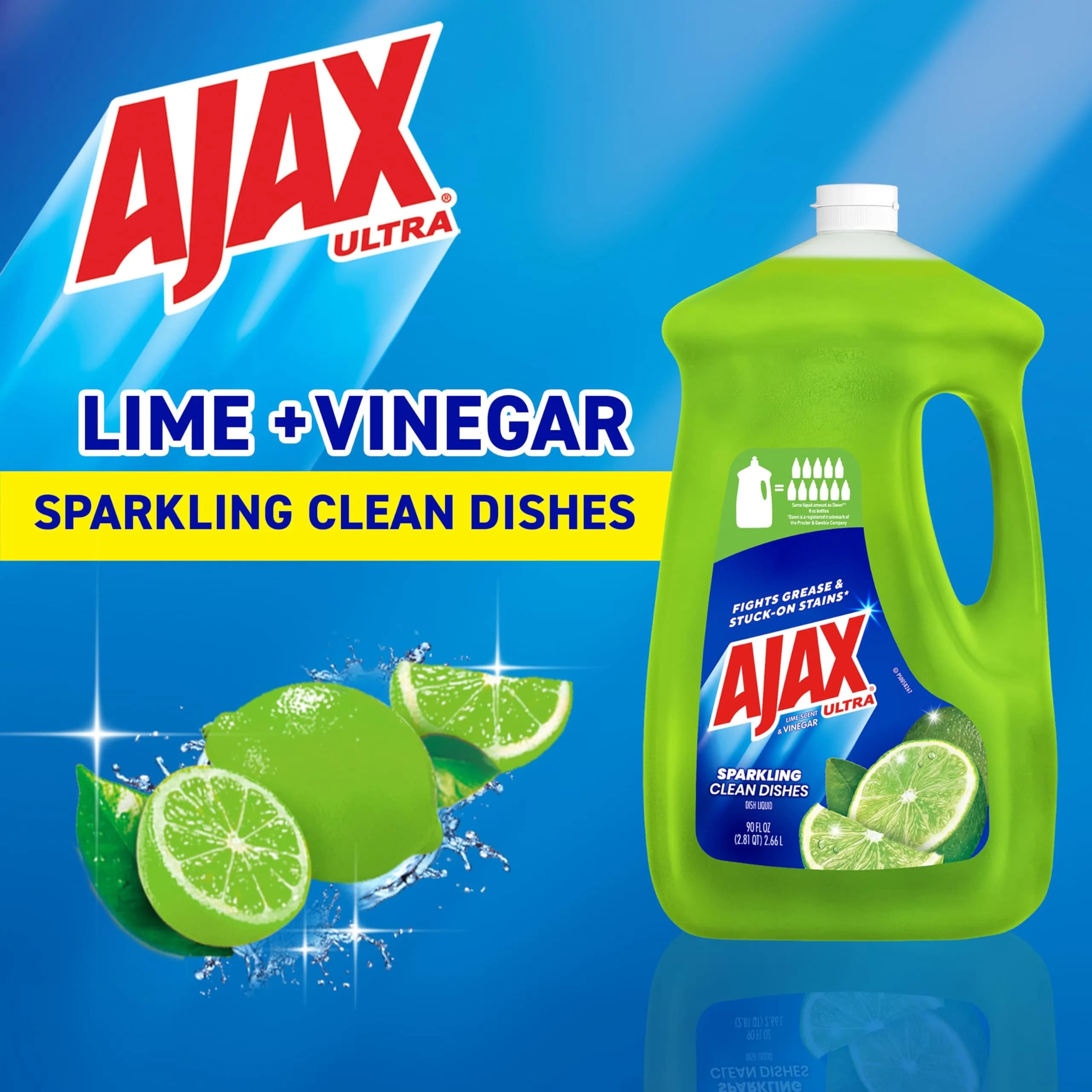 Ajax Ultra Liquid Dish Soap Lime & Vinegar 180 fl oz (2x90 fl oz) | Powerful Grease Cutting Formula - view 4