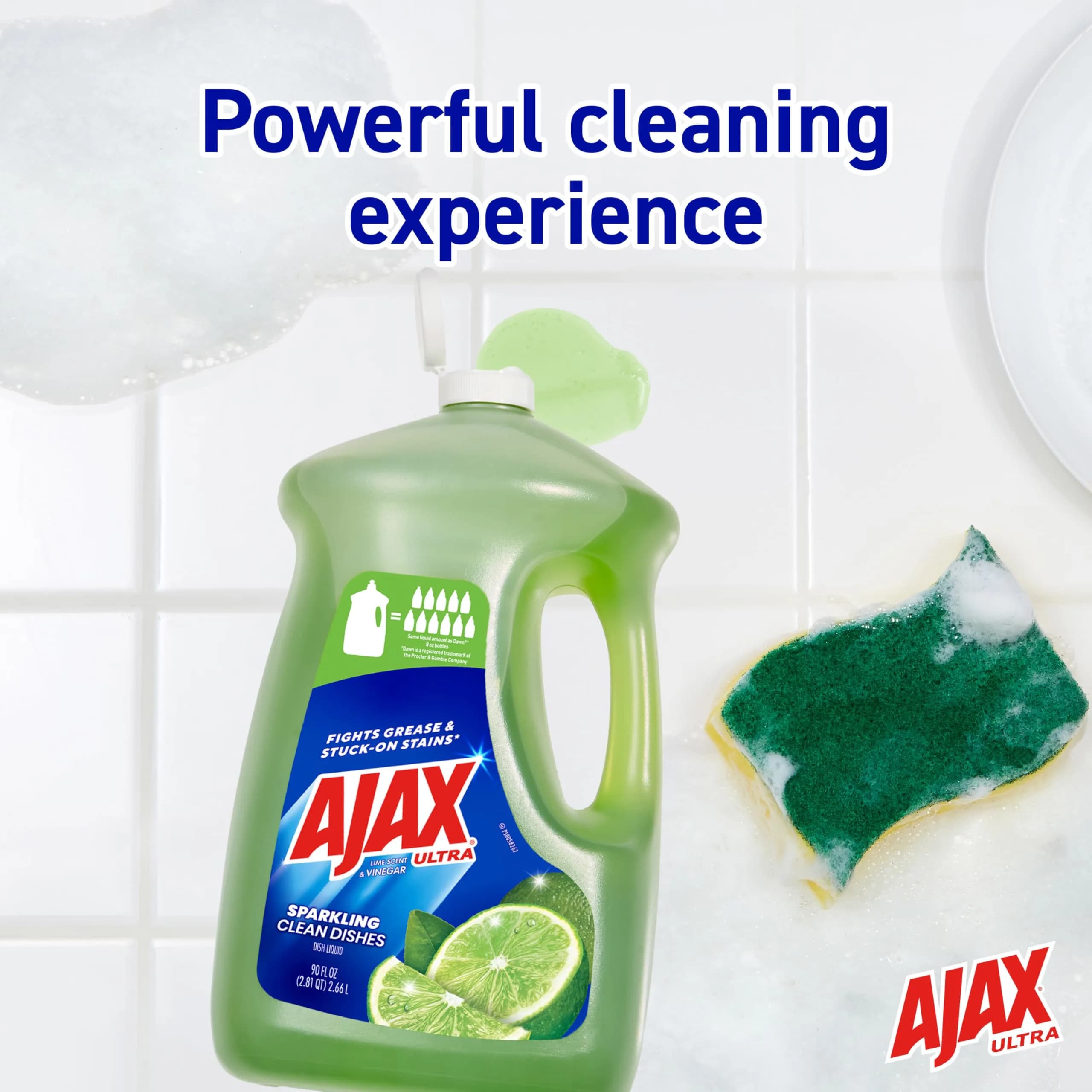 Ajax Ultra Liquid Dish Soap Lime & Vinegar 180 fl oz (2x90 fl oz) | Powerful Grease Cutting Formula - view 7