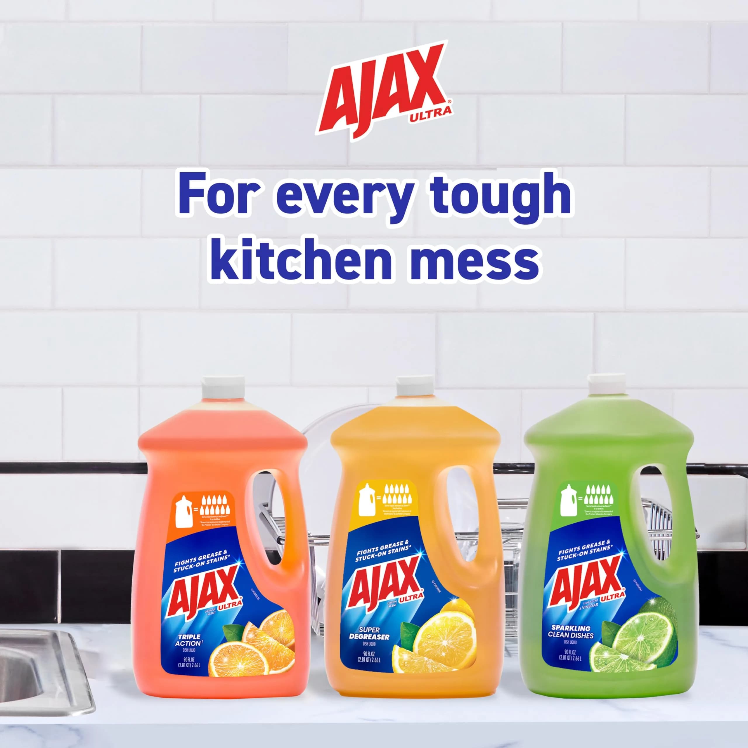 Ajax Ultra Liquid Dish Soap Lime & Vinegar 180 fl oz (2x90 fl oz) | Powerful Grease Cutting Formula - view 8