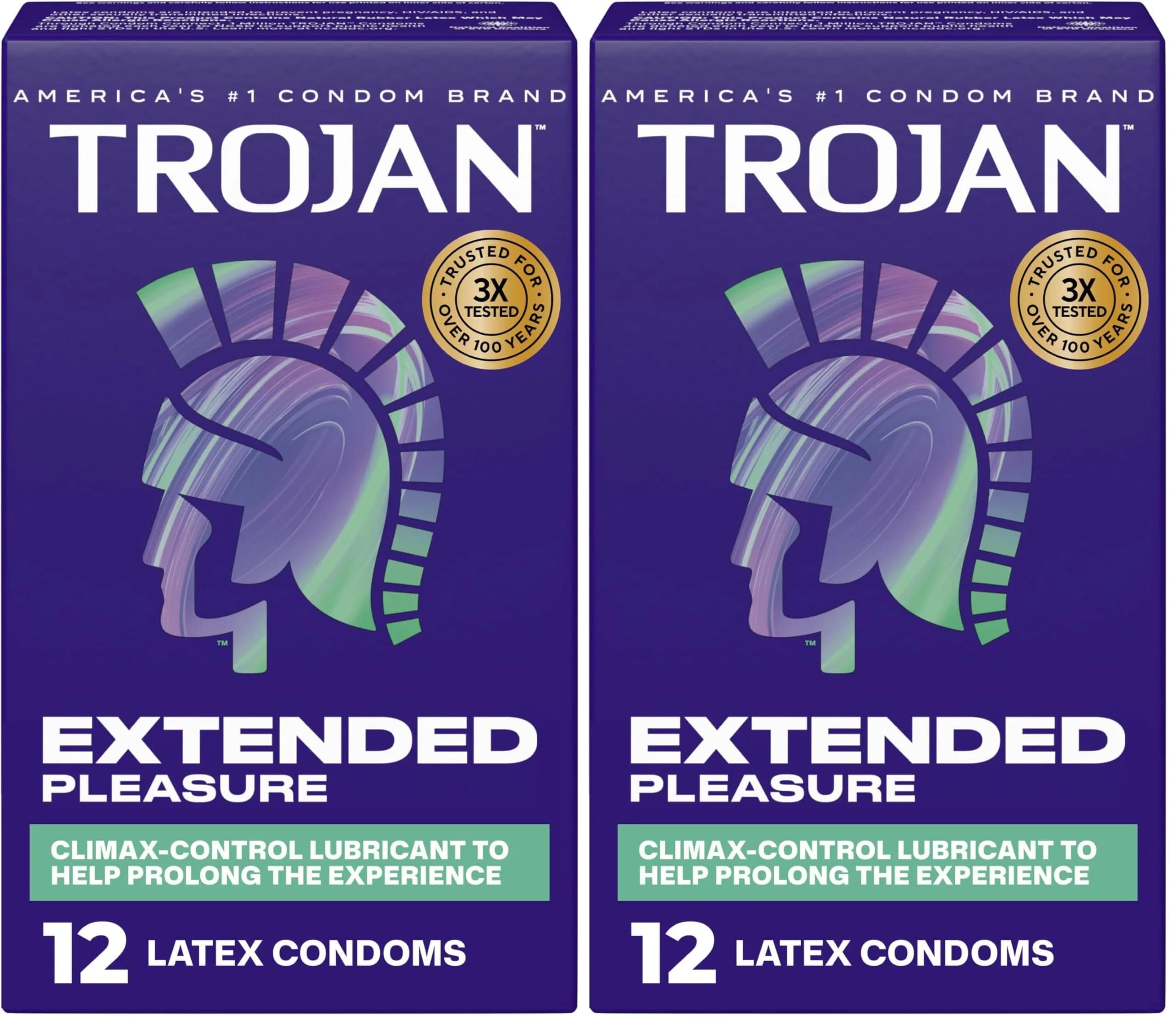 TROJAN Extended Pleasure Condoms | Climax Control | 24 Count (12 Count Pack of 2) | Prolongs Pleasure & Performance - main product image