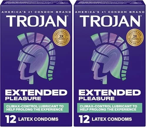 TROJAN Extended Pleasure Condoms | Climax Control | 24 Count (12 Count Pack of 2) | Prolongs Pleasure & Performance thumbnail 1
