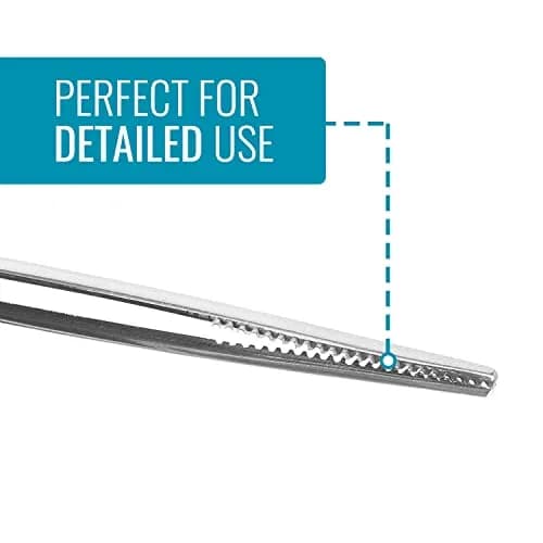 MABIS Surgical Tweezers and Dressing Forceps 5.5 inches | Serrated Stainless Steel for Precise Handling thumbnail 6