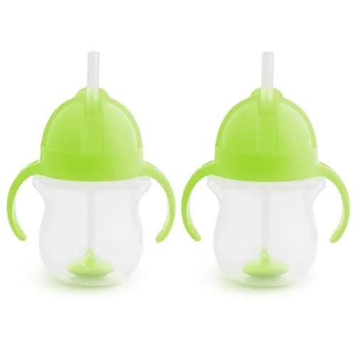 Munchkin Sippy Cup for Toddlers, Weighted Straw | Spill Proof | Transition Handles | 6+ Months | 2 Pack thumbnail 1