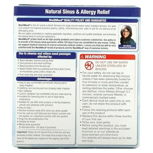NeilMed Sinus Rinse Complete Sinus Nasal Rinse Kit 50 Count (Pack of 2) | Soothing pH Balanced Saline Solution thumbnail 2