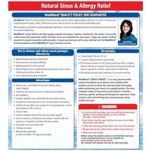 NeilMed Sinus Rinse Complete Sinus Nasal Rinse Kit 50 Count (Pack of 2) | Soothing pH Balanced Saline Solution thumbnail 3