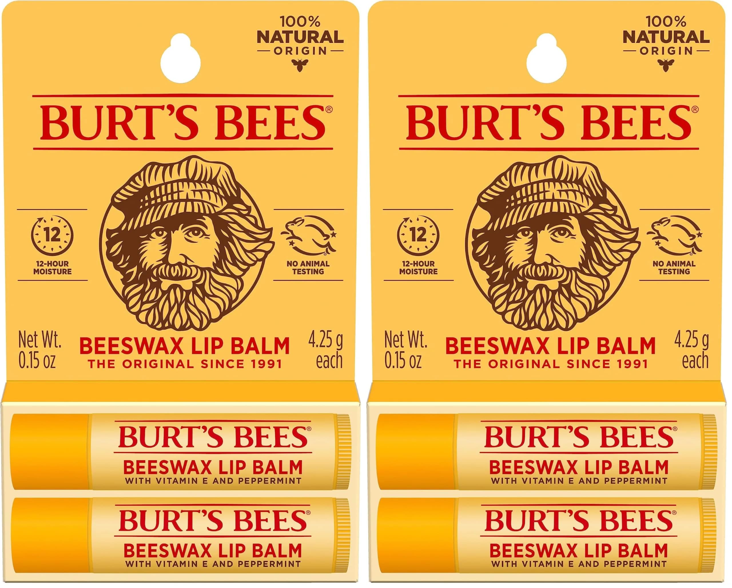 Burt's Bees Original Beeswax Lip Balm 2 Count Pack | Natural Conditioning Lip Treatment - main product image