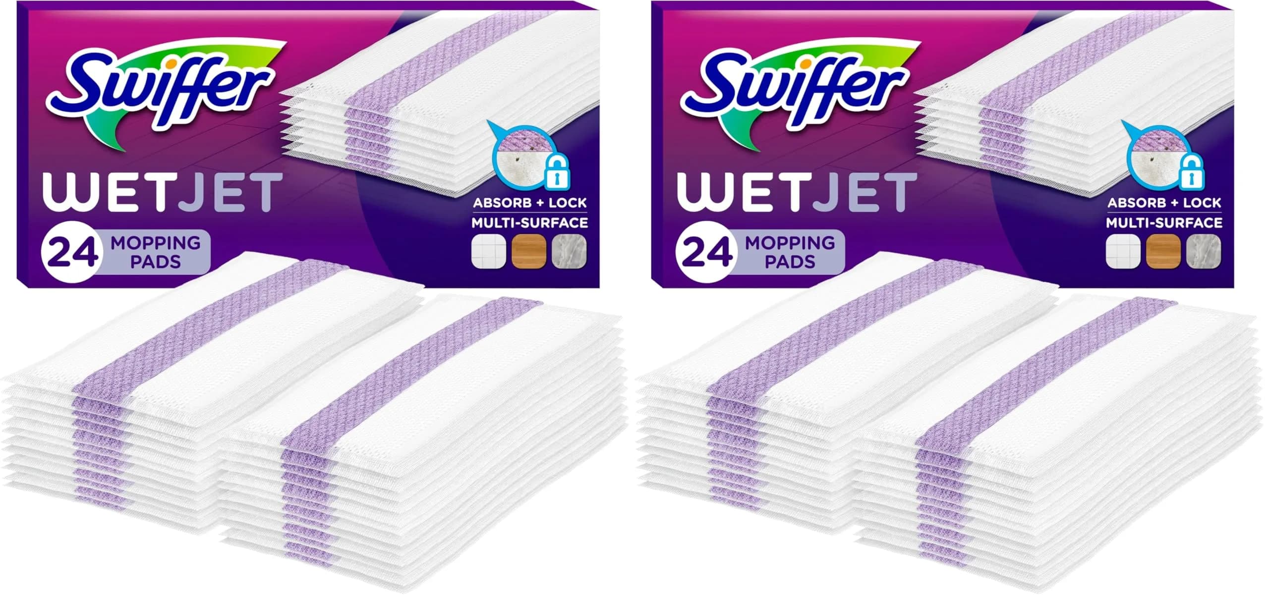 Swiffer WetJet Hardwood Floor Cleaner Spray Mop Pad Refills, 48 Count | Absorb + Lock Strip for Finished Floors - main product image