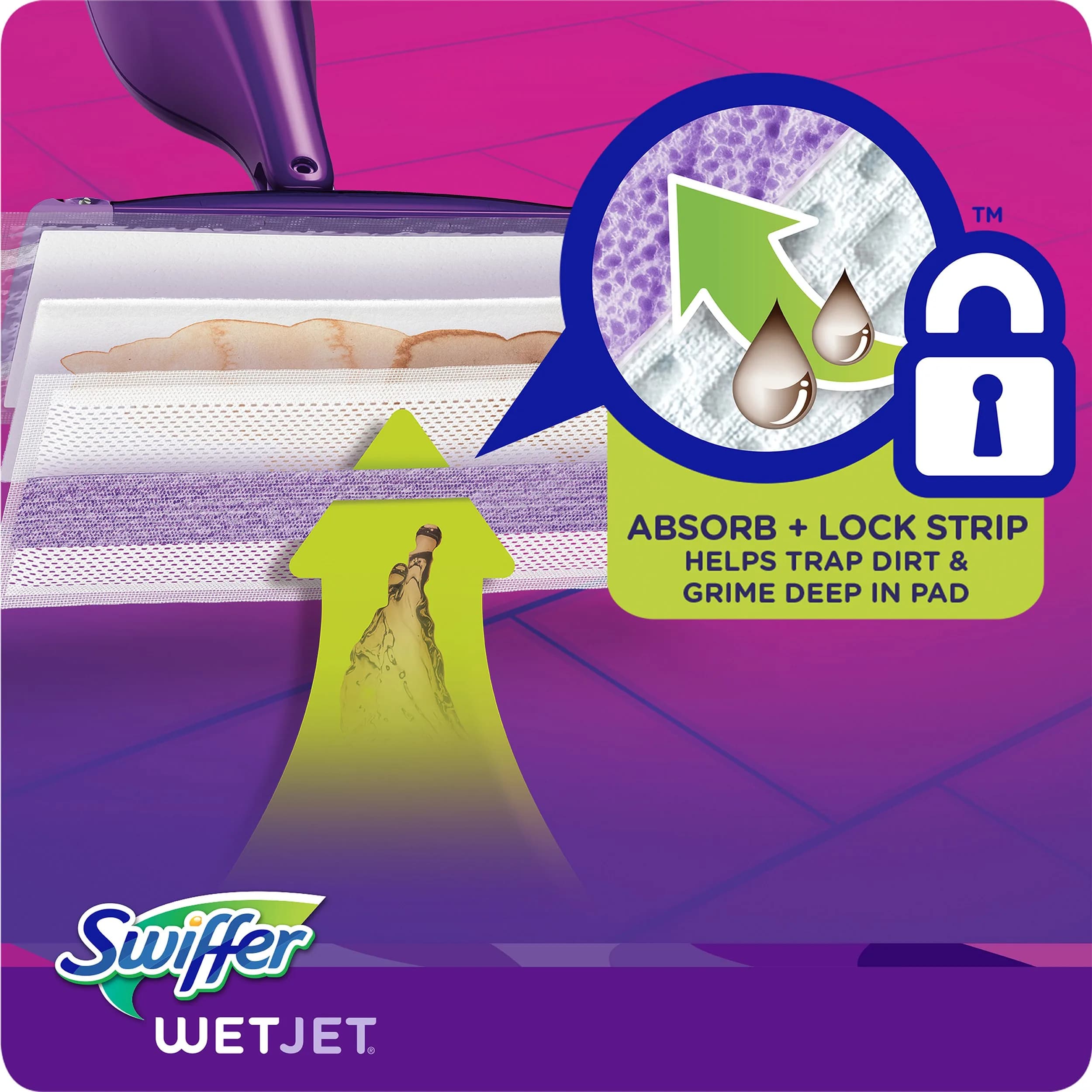 Swiffer WetJet Hardwood Floor Cleaner Spray Mop Pad Refills, 48 Count | Absorb + Lock Strip for Finished Floors - view 8