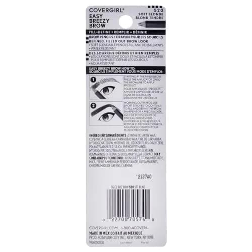 COVERGIRL Easy Breezy Brow Fill + Define Brow Pencil 1 Count (Pack of 2) Long-Lasting, Deep Pigmented, Blendable Formula thumbnail 2