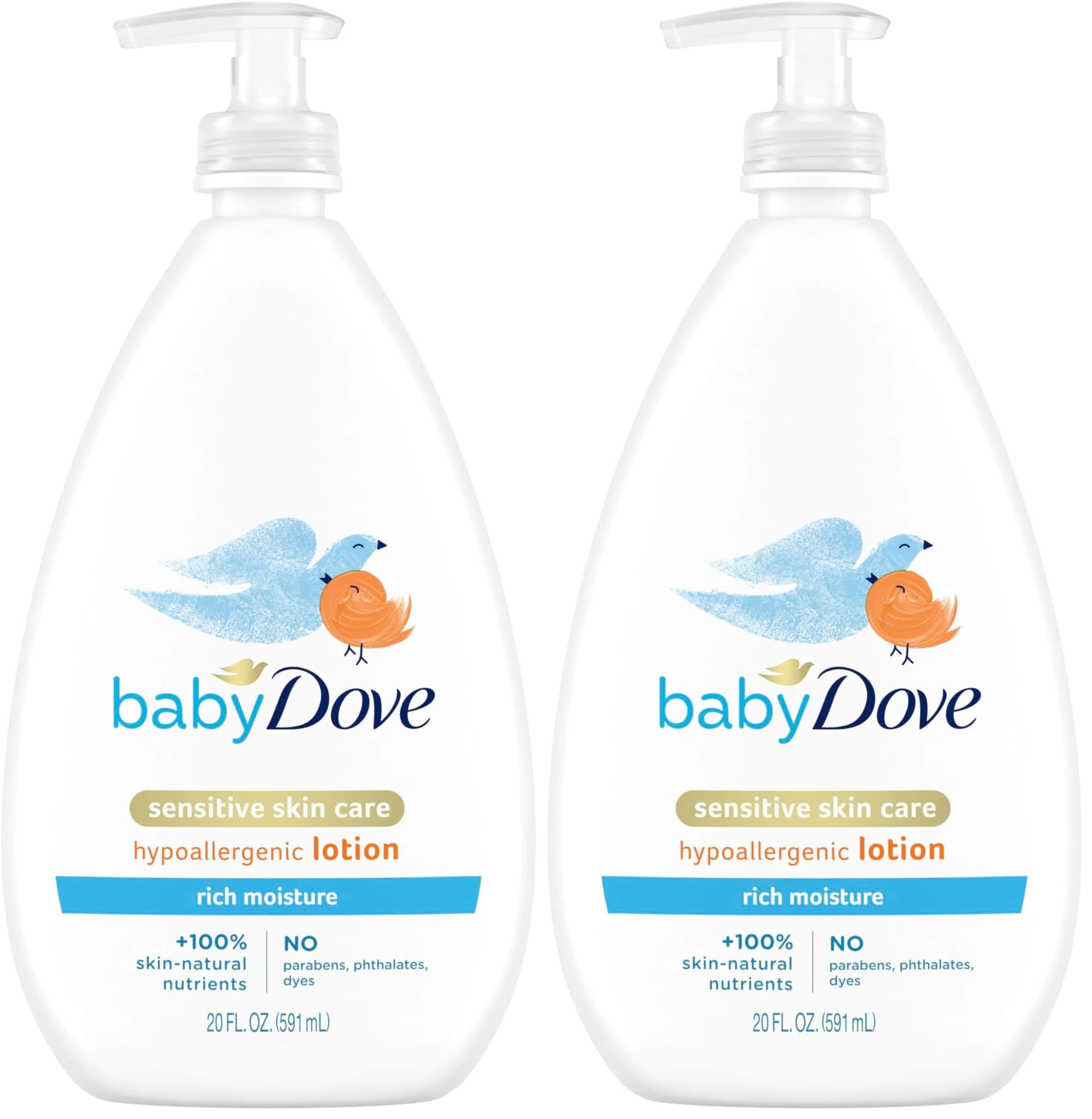 Baby Dove Sensitive Skin Care Body Lotion Rich Moisture 40 fl oz (1.18 L) | Hypoallergenic & Pediatrician Tested — White