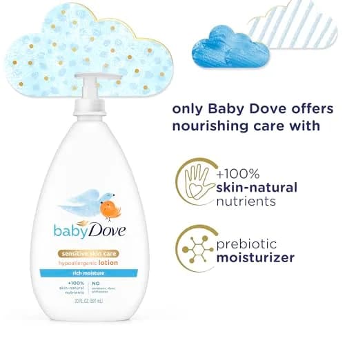 Baby Dove Sensitive Skin Care Body Lotion Rich Moisture 40 fl oz (1.18 L) | Hypoallergenic & Pediatrician Tested thumbnail 3