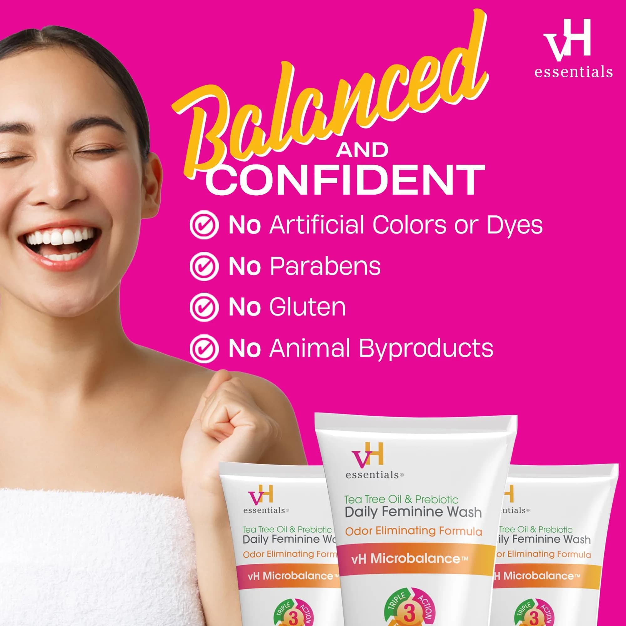 vH essentials pH Balanced Daily Feminine Wash with Tea Tree Oil & Prebiotic 355ml (12 Fl Oz) | Gentle Intimate Cleanser for Women - view 5