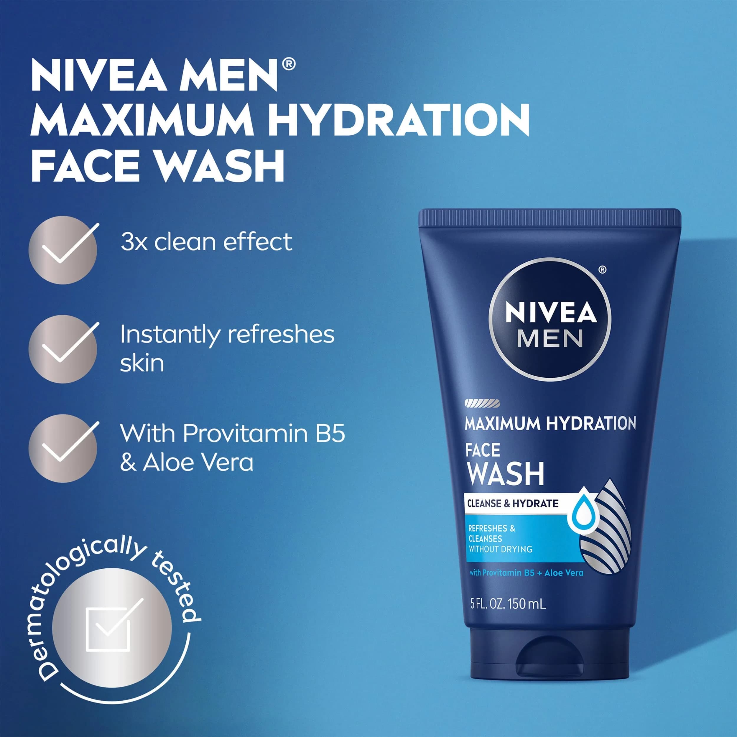 NIVEA MEN Maximum Hydration Face Wash 200ml (6.76 Fl Oz) | Hydrates & Cleanses Dry Skin - view 3