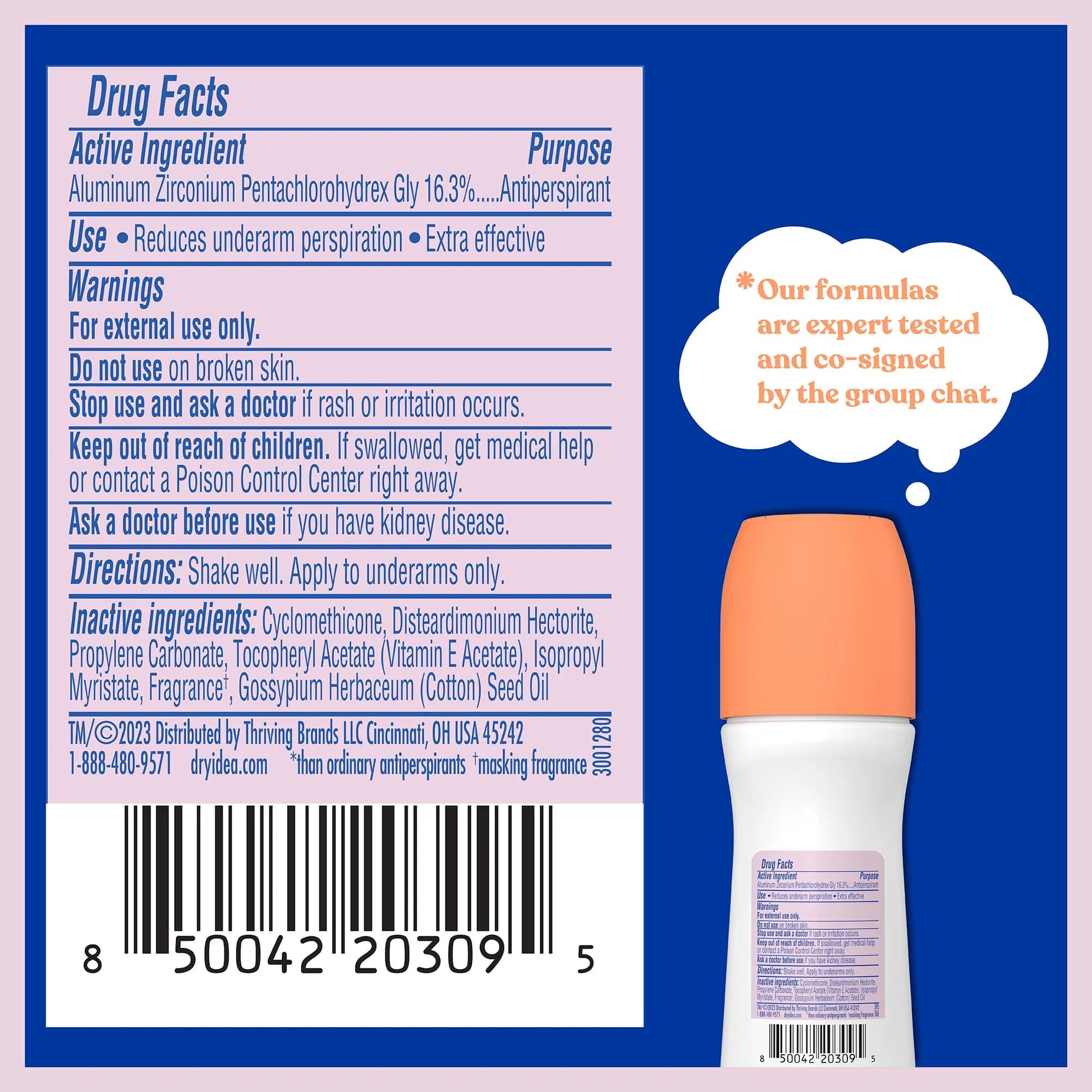 Dry Idea Roll-On Deodorant & Antiperspirant | 189ml (6.5 Fl Oz) | 72-Hour Odor Protection for Sensitive Skin - view 5