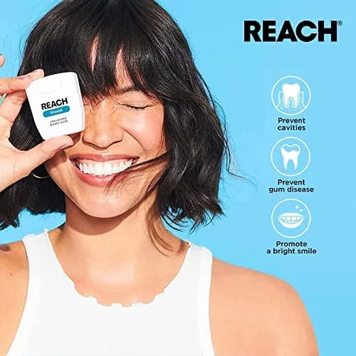 REACH Waxed Dental Floss, Unflavored, 660 ft (Pack of 4) | Shred Resistant Plaque Remover thumbnail 6