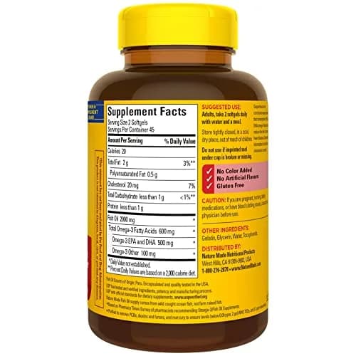 Nature Made Fish Oil Omega 3 Supplements 1000 mg Softgels 180 Count (90 Count Pack of 2) | Heart Health Support with USP Verification thumbnail 7