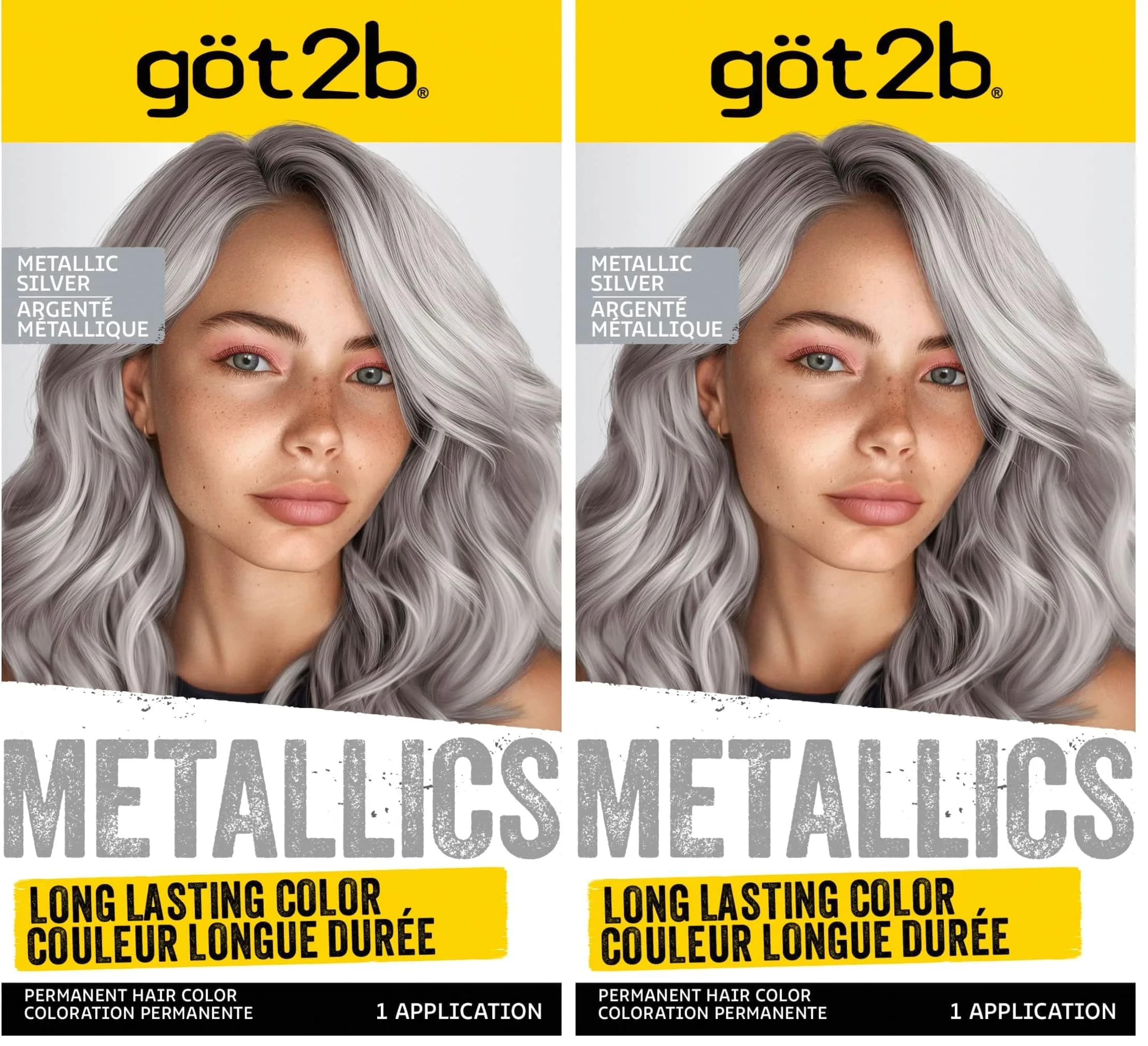 Got2B Metallics Permanent Hair Color M71 Metallic Silver Kit (2x50ml/1.69 Fl Oz) | Multi-Dimensional Metallic Shine - main product image