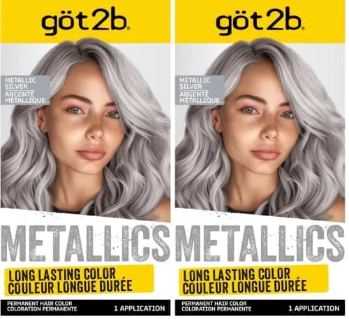 Got2B Metallics Permanent Hair Color M71 Metallic Silver Kit (2x50ml/1.69 Fl Oz) | Multi-Dimensional Metallic Shine thumbnail 1