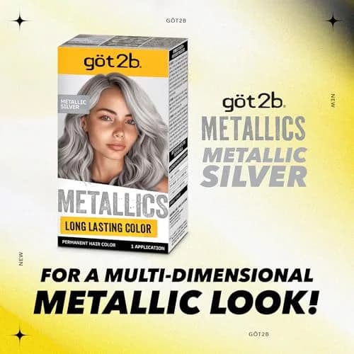 Got2B Metallics Permanent Hair Color M71 Metallic Silver Kit (2x50ml/1.69 Fl Oz) | Multi-Dimensional Metallic Shine thumbnail 8