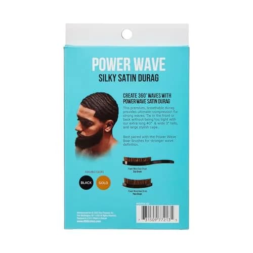 KISS COLORS & CARE Power Wave Silky Satin Durag - Black, Pack of 2 | Ultra-Compression for 360° Waves thumbnail 9