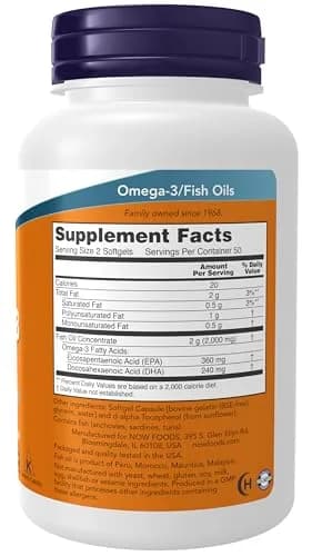NOW Foods Omega-3 Fish Oil 1000 mg (360 EPA / 240 DHA) 200 Softgels | Cardiovascular Support thumbnail 2