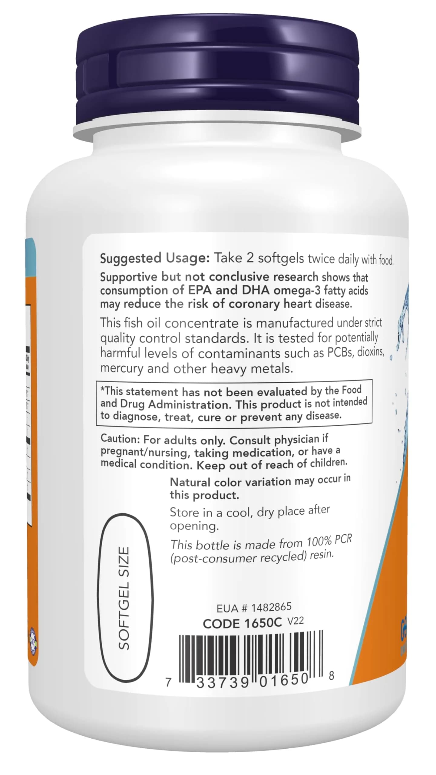 NOW Foods Omega-3 Fish Oil 1000 mg (360 EPA / 240 DHA) 200 Softgels | Cardiovascular Support - view 3