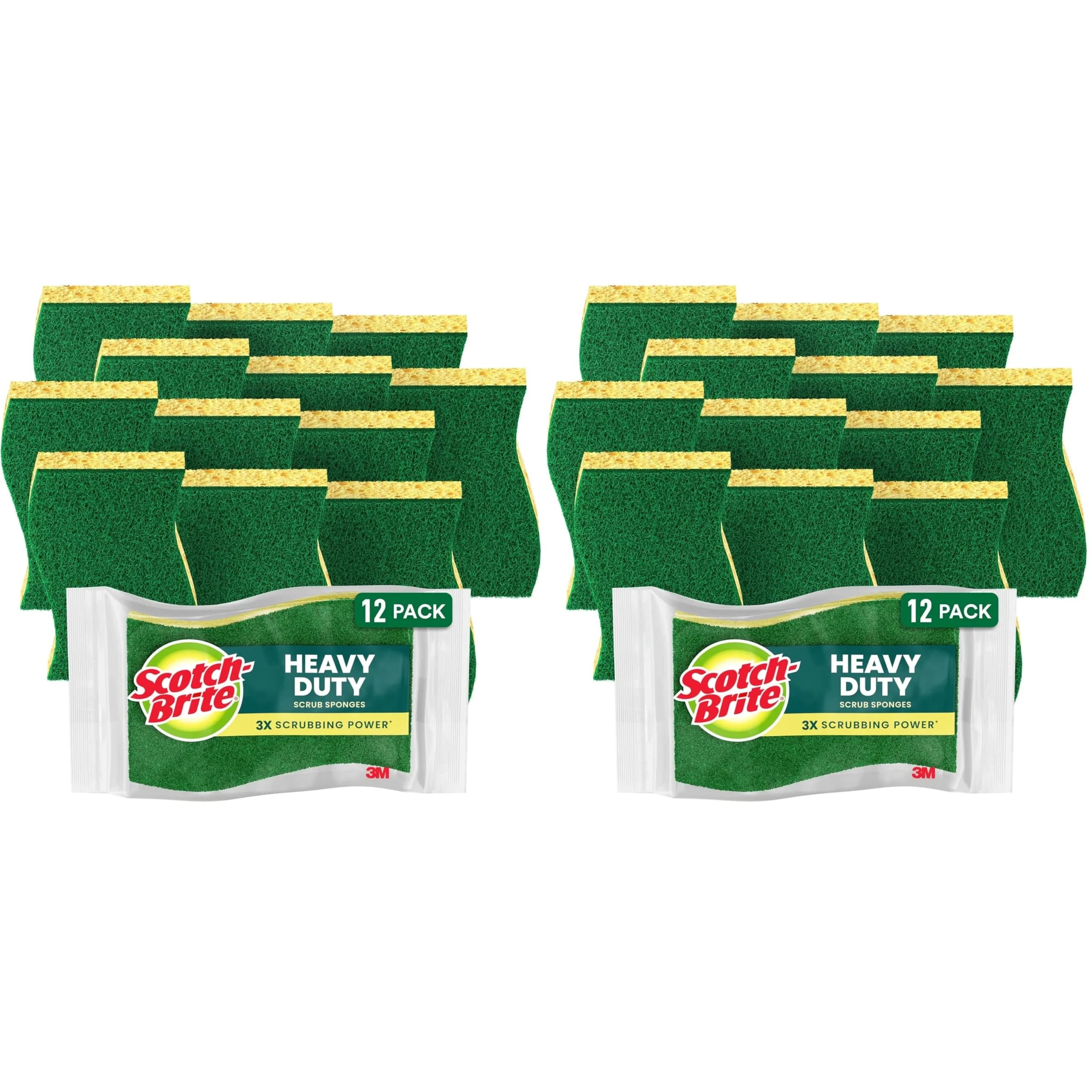 Scotch-Brite Heavy Duty Scrub Sponges, 24 Count | Tough on Grease, Recycled Content