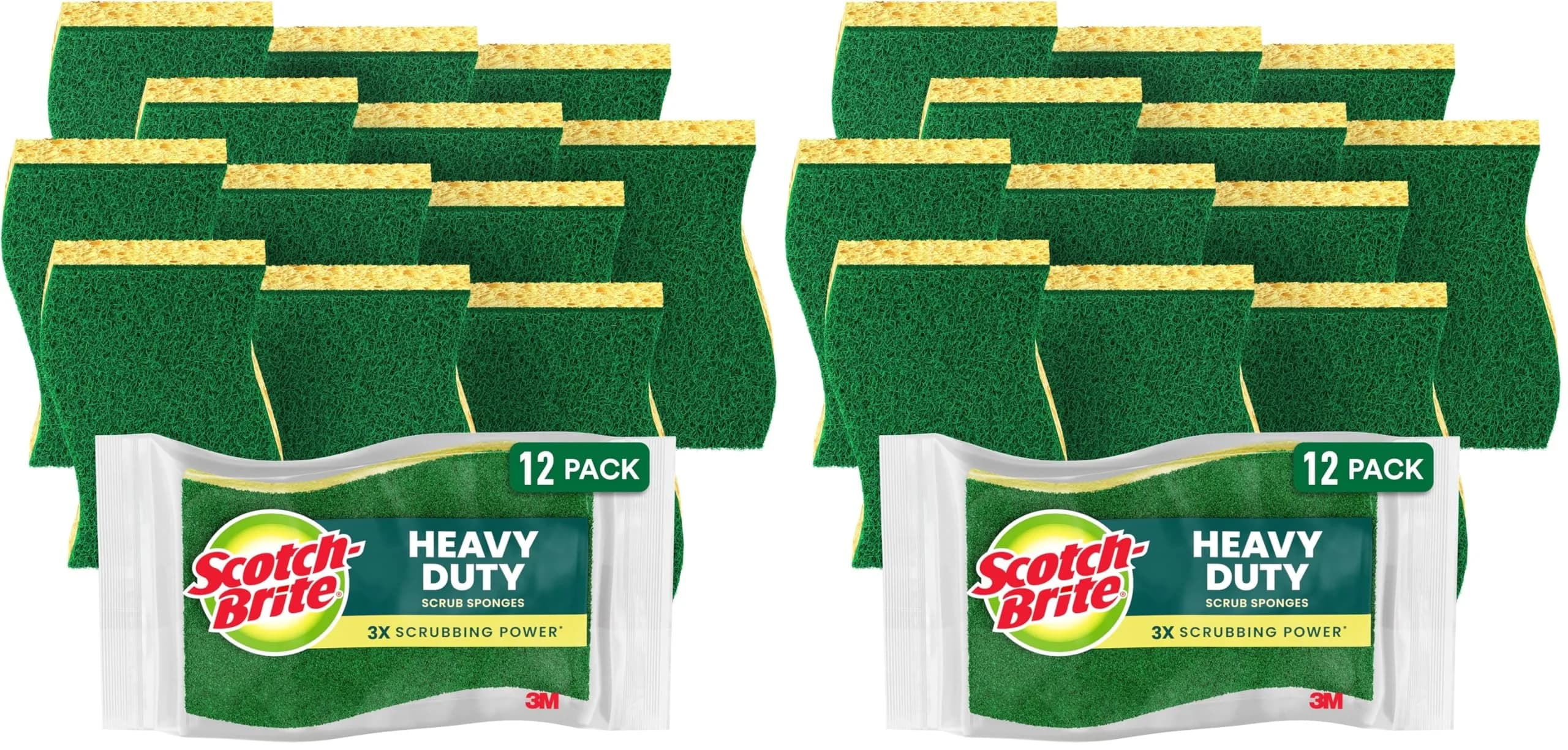 Scotch-Brite Heavy Duty Scrub Sponges (24 Sponges Total) | Tough Messes Shine Like New - main product image