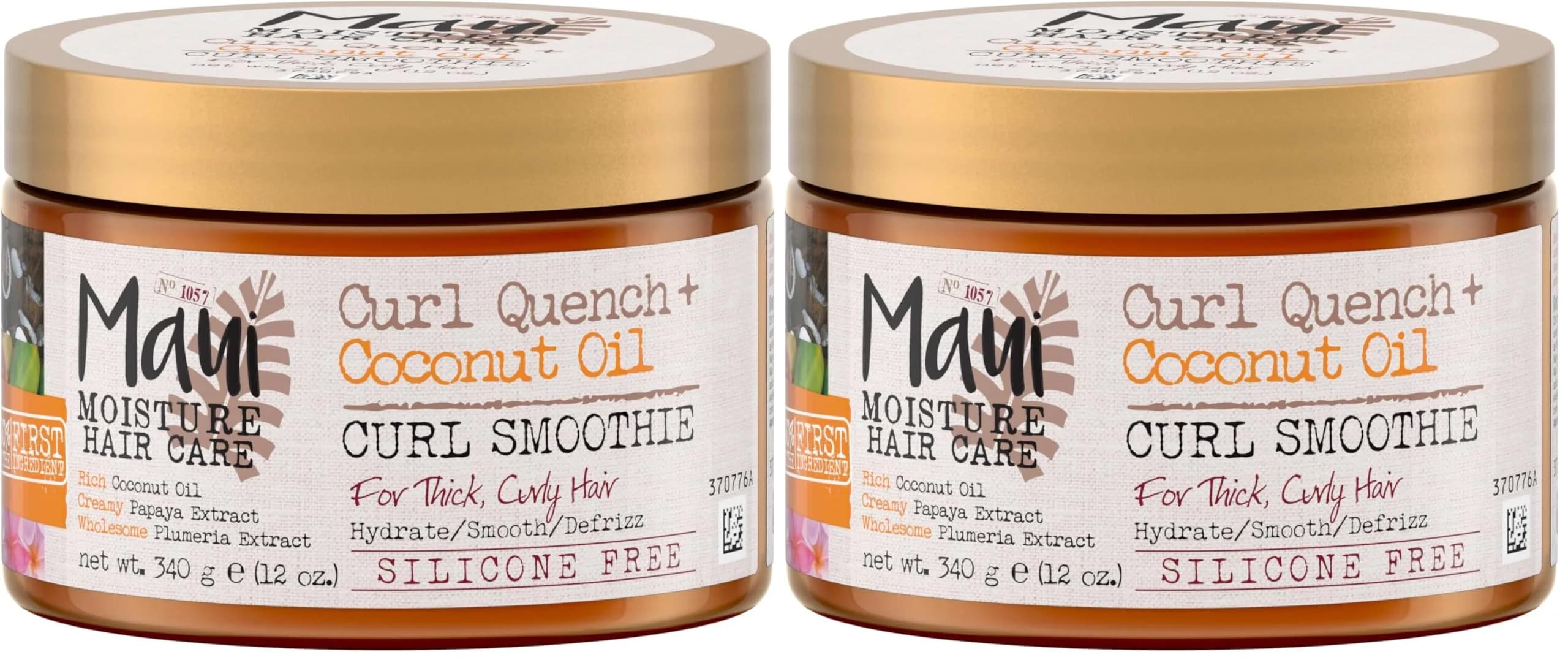 Maui Moisture Hydrating Curl Smoothie with Coconut Oil | For Tight Curls | Silicone-Free | Vegan | 24 fl oz (710 ml) Pack of 2