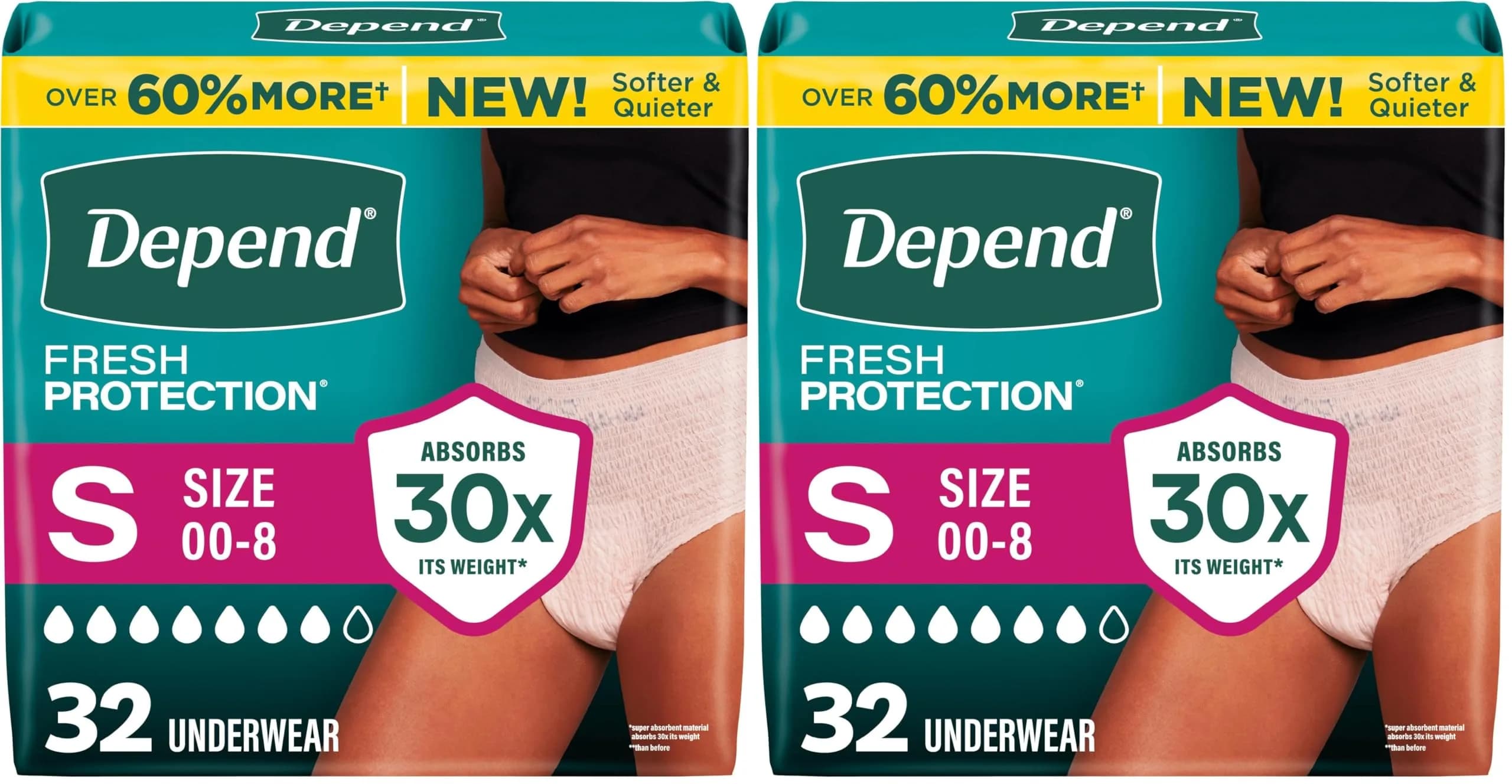 Depend Incontinence Underwear for Women, Small, 64 Count | Maximum Protection | Blush - main product image