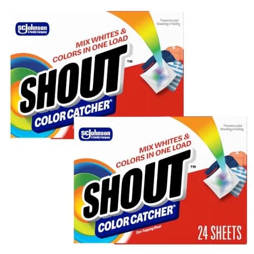 Shout Color Catcher Sheets for Laundry, Allow Mixed Washes, Prevent Color Runs and Maintain Original Clothing, 48 Count (2x24 Count Boxes) | Dye-Trapping Sheets for India thumbnail 1