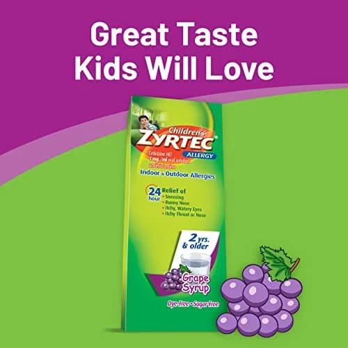 Zyrtec 24 Hour Children’s Allergy Syrup Grape Flavor 8 fl. oz (Pack of 2) | 24-Hour Allergy Relief for Kids thumbnail 7