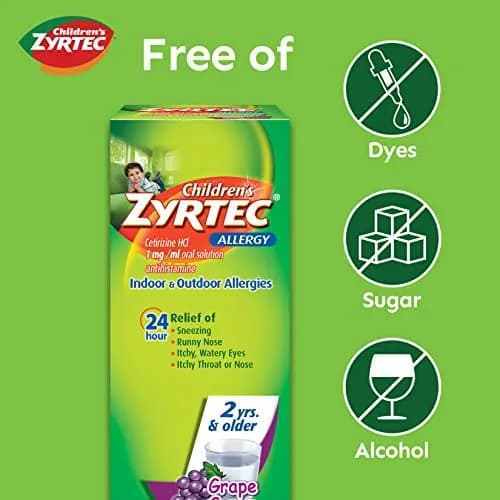 Zyrtec 24 Hour Children’s Allergy Syrup Grape Flavor 8 fl. oz (Pack of 2) | 24-Hour Allergy Relief for Kids thumbnail 2