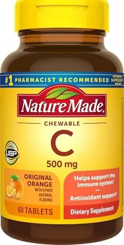 Nature Made Chewable Vitamin C 500 mg Tablets, 300 Count (150 Day Supply x 2) | USP Verified Immune Support thumbnail 1